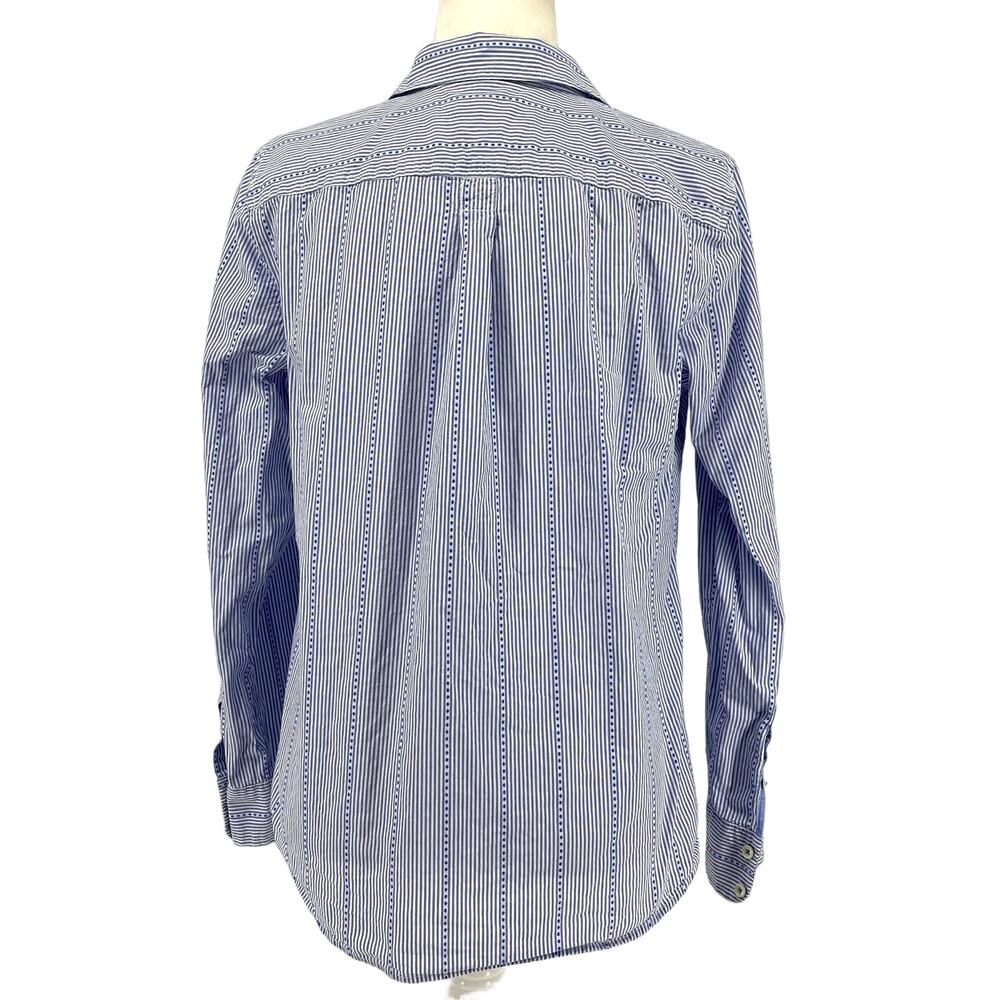 Talbots blue white cotton pinstripe women's button collared shirt‎ blouse (M) - Picture 4 of 8